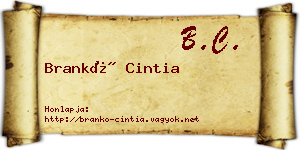 Brankó Cintia névjegykártya